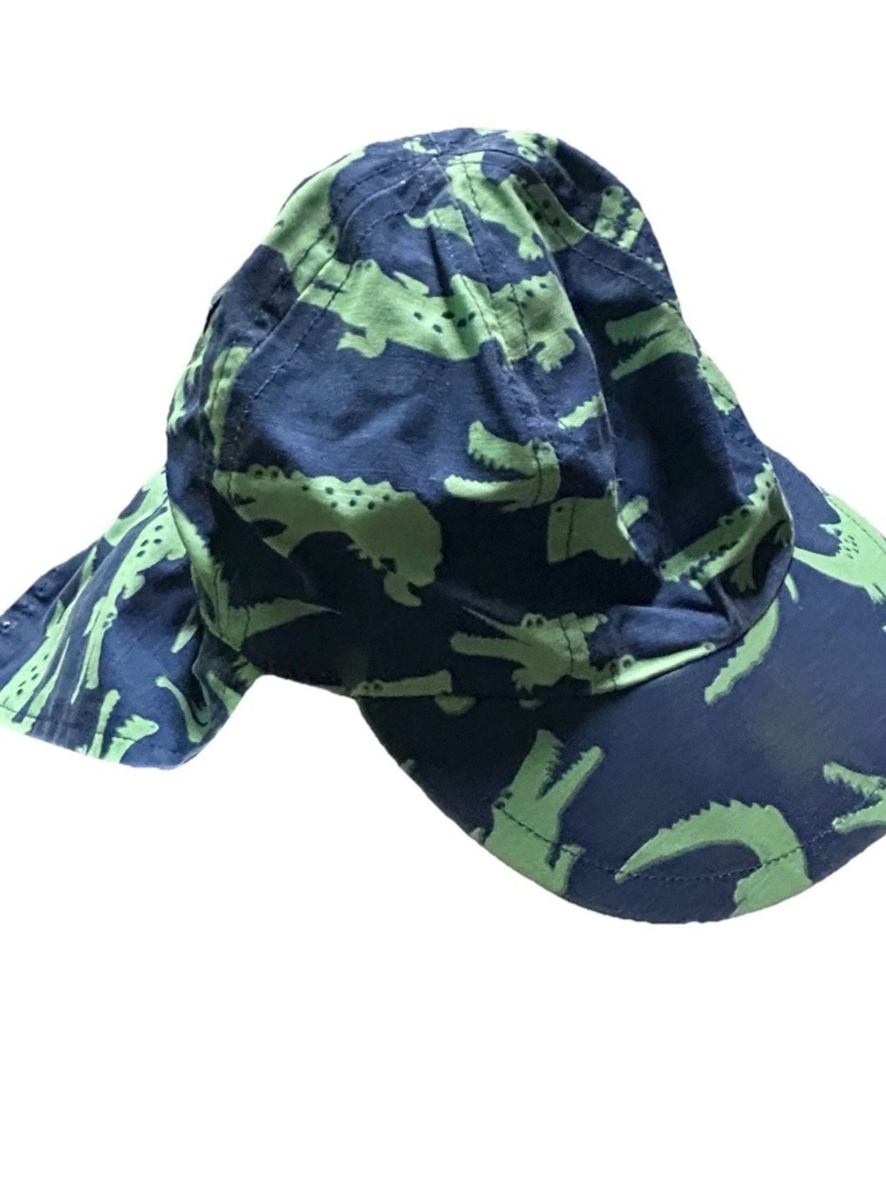 Toddler Baby Boden Blue Summer Sun Hat Alligators Neck Flap Size 12-18 Months